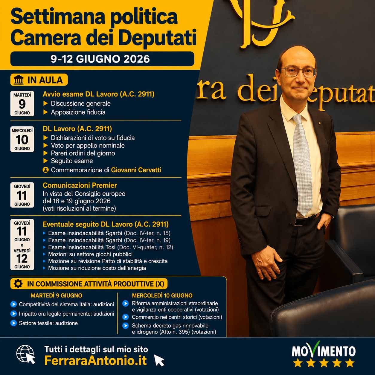 Settimana politica | 9–12 giugno 2026