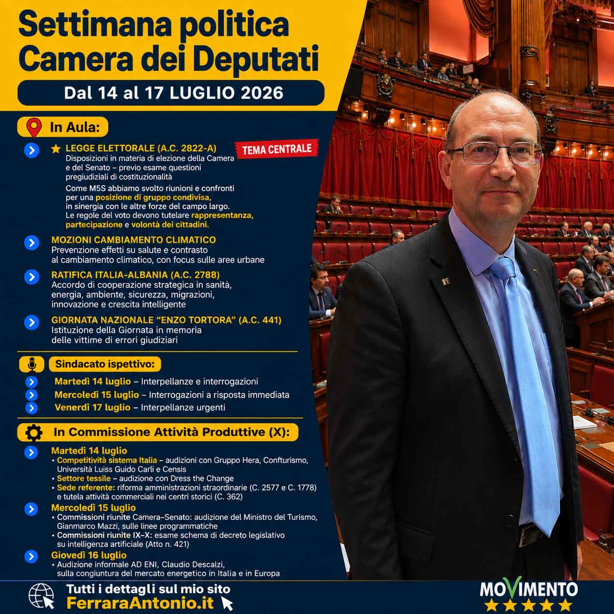 Settimana politica | 14–17 luglio 2026
