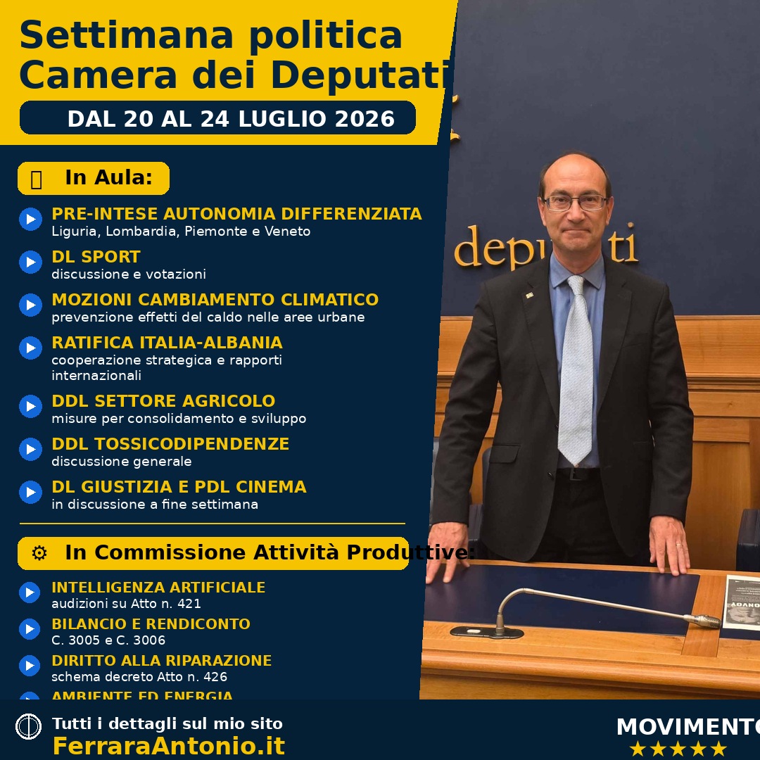 Settimana politica | 20–24 luglio 2026