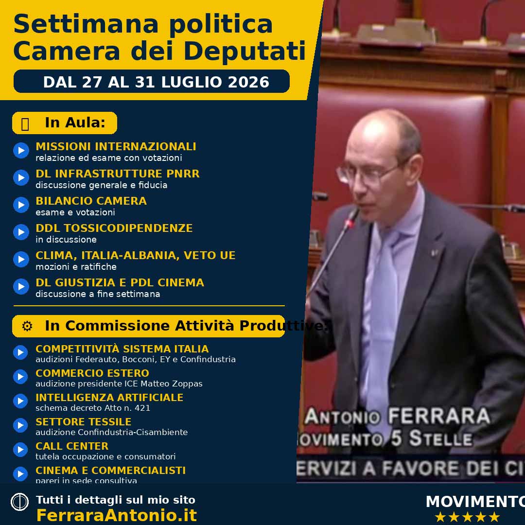 Settimana politica 3–6 agosto 2026