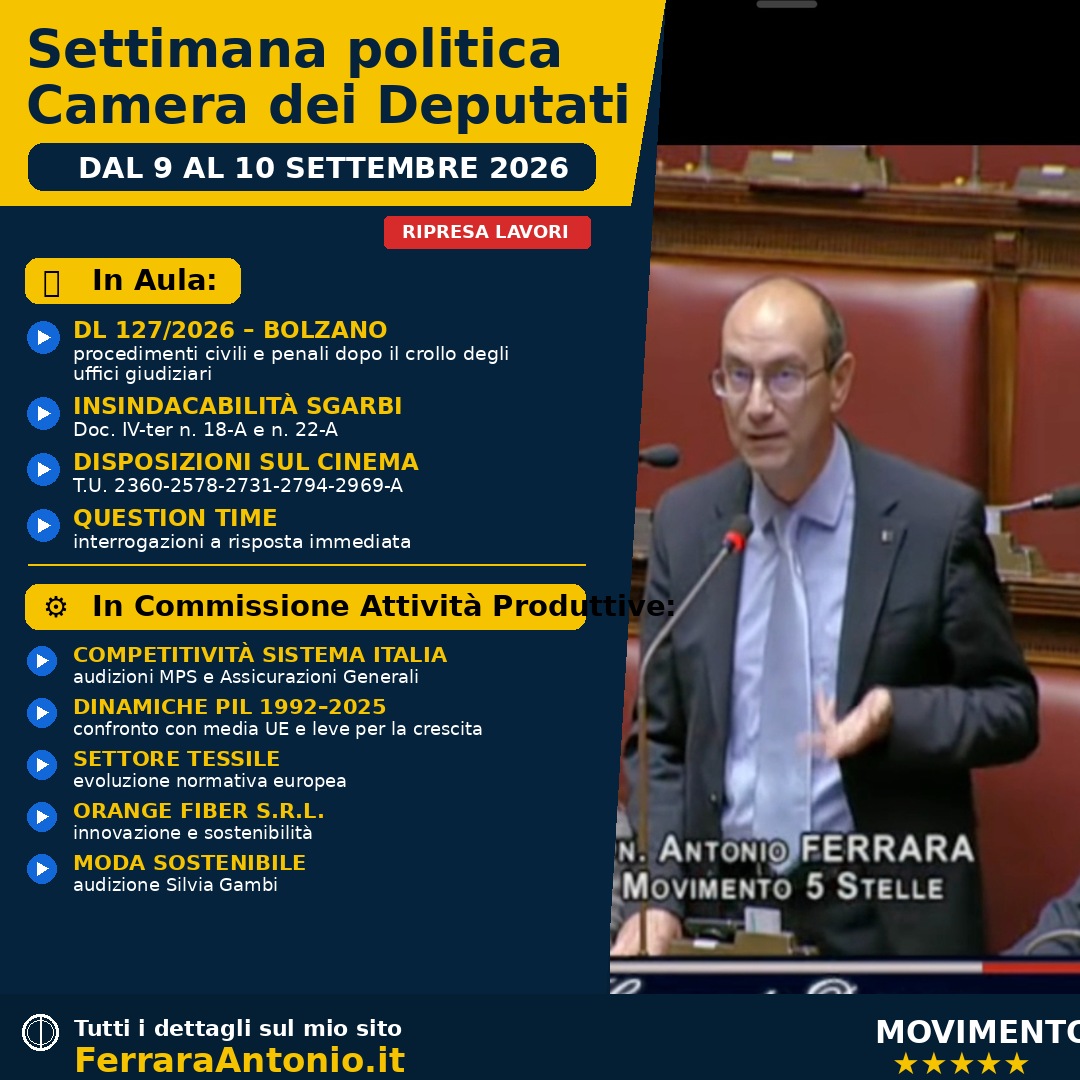 Settimana politica 8–11 Settembre 2026